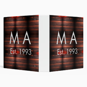 Brown rustic brick stone add name letter year date 3 ring binder
