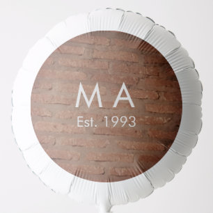 Brown rustic brick stone add name letter year date balloon