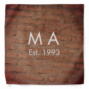 Brown rustic brick stone add name letter year date bandana