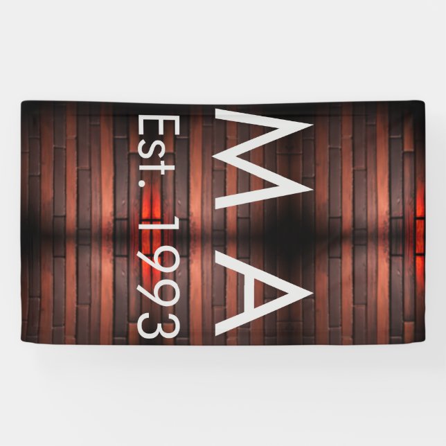 Brown rustic brick stone add name letter year date banner (Horizontal)