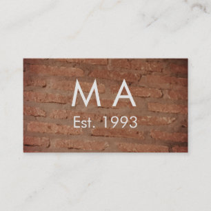 Brown rustic brick stone add name letter year date business card