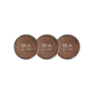 Brown rustic brick stone add name letter year date golf ball marker