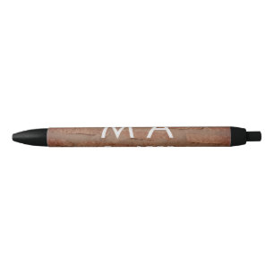 Brown rustic brick stone add name letter year date pen
