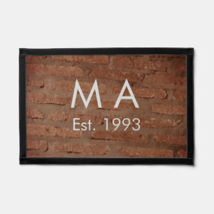 Brown rustic brick stone add name letter year date pennant