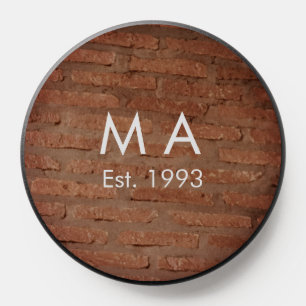Brown rustic brick stone add name letter year date PopSocket