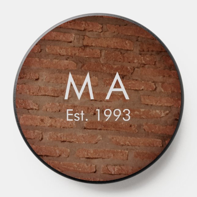 Brown rustic brick stone add name letter year date PopSocket (Popsocket)