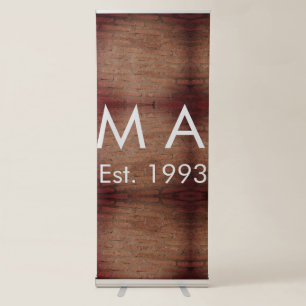 Brown rustic brick stone add name letter year date retractable banner