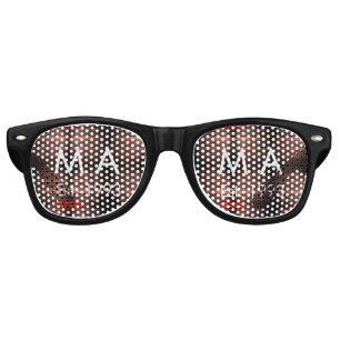 Brown rustic brick stone add name letter year date retro sunglasses