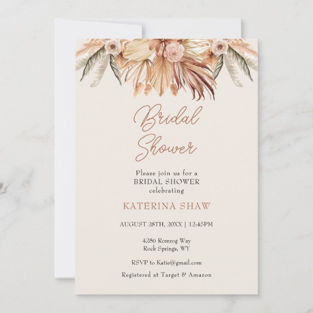 Brown Rustic Bridal Shower Invitation (Front)