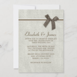 Brown Rustic Burlap Wedding Invitations