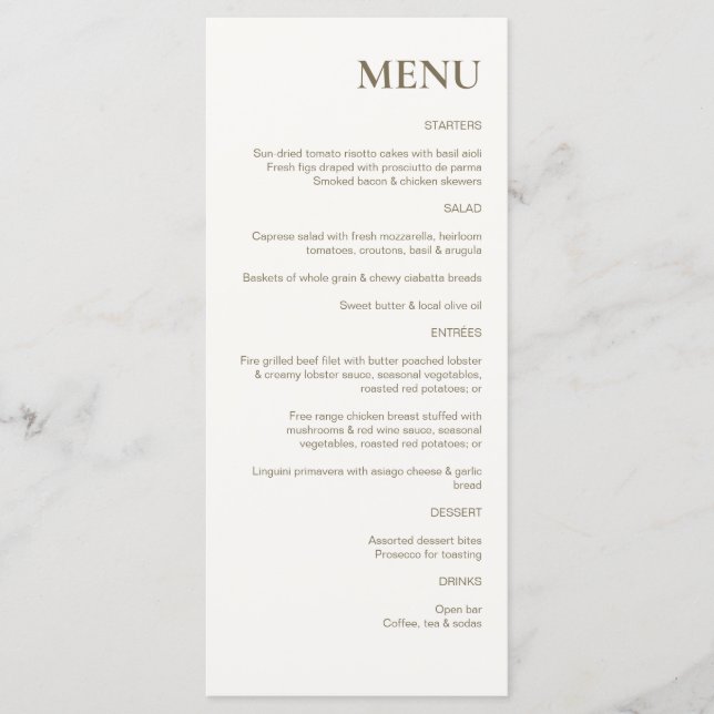 Brown Rustic Chic Wedding Menu (Front)