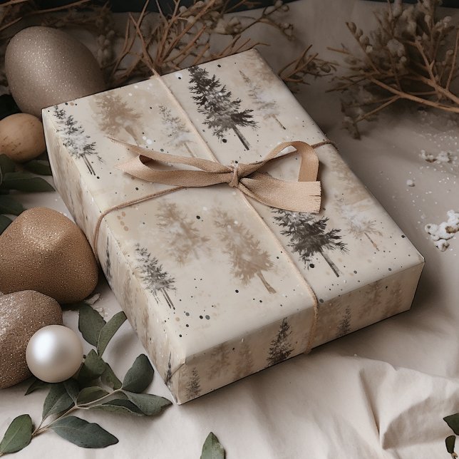 Brown Rustic  Christmas Winter Pine Tree Wrapping Paper Sheets (Creator Uploaded)