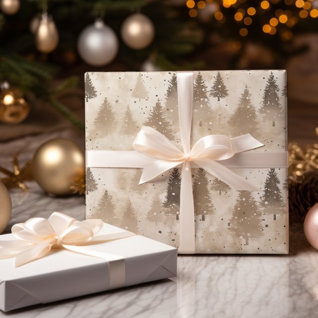 Brown Rustic  Christmas Winter Pine Tree Wrapping Paper Sheets (Creator Uploaded)