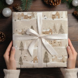 Brown Rustic  Christmas Winter Village  Wrapping Paper<br><div class="desc">Make your child's special day even more extraordinary with our Personalized Children's Wrapping Paper. It's a thoughtful way to show them that the gift inside is just as unique and cherished as they are. Let the excitement of unwrapping a present become a cherished memory with our customizable wrapping paper! Winter...</div>