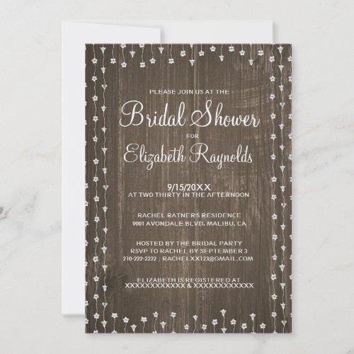 Brown Rustic Country Bridal Shower Invitations