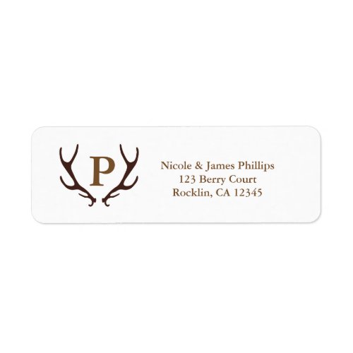 Brown Rustic Deer Antlers Woodsy Invitation Label