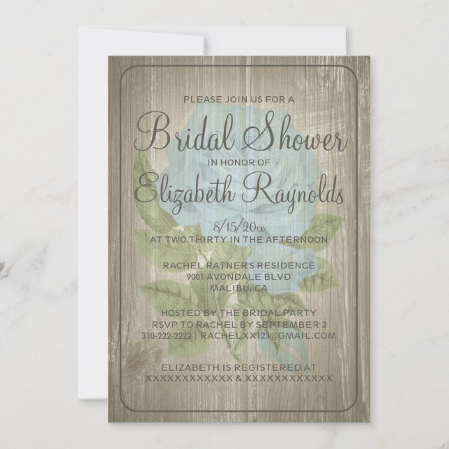 Brown Rustic Floral Bridal Shower Invitations (Front)