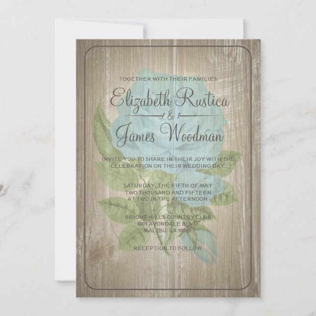 Brown Rustic Floral Wedding Invitations (Front)