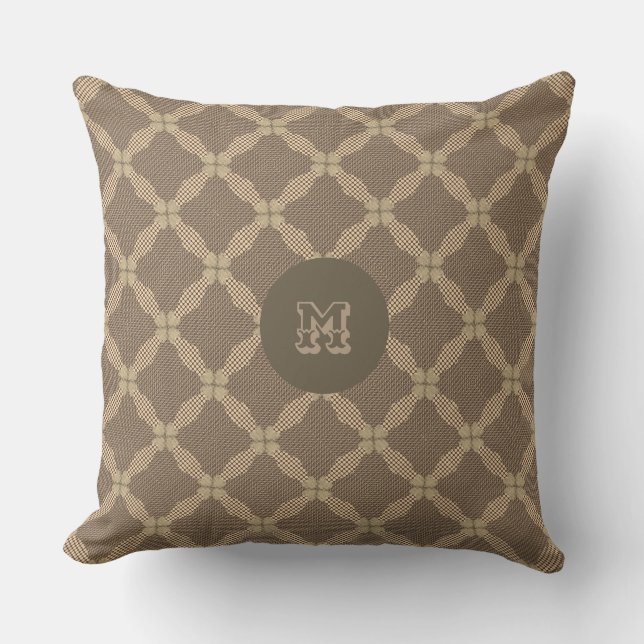 Brown Rustic Geometric Pattern Throw Pillow (Front)