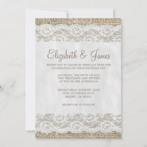 Brown Rustic Lace Wedding Invitations