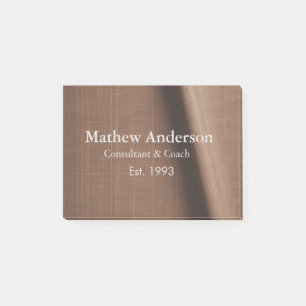 Brown rustic linen printed beige vintage add name post-it notes