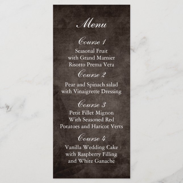 brown rustic mason jar wedding menu (Front)