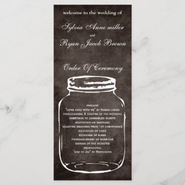 brown rustic mason jar  Wedding program