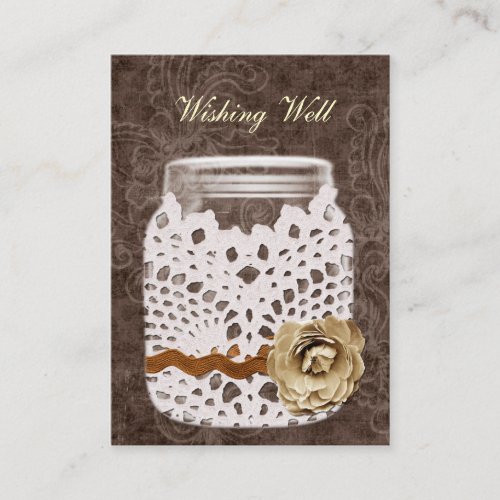 brown rustic mason jar wishing well cards business card