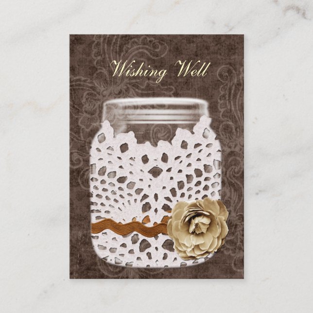 brown rustic mason jar wishing well cards (Front)