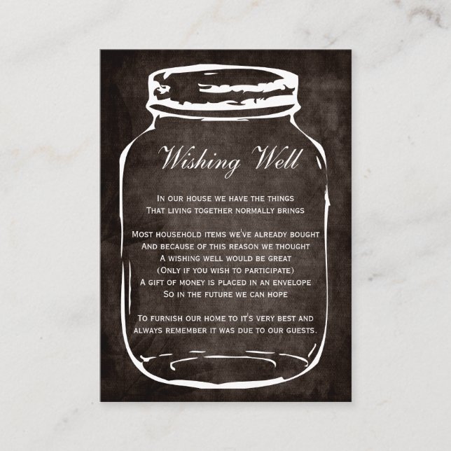 brown rustic mason jar wishing well cards (Front)