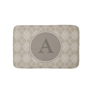 Brown Rustic Monogram Bath Mat Rug