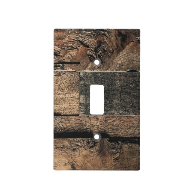 Brown Rustic Old Wood Board Plank Texture Light Switch Cover (Front)