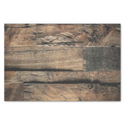Brown Rustic Old Wood Board Wedding Party Tissue Paper