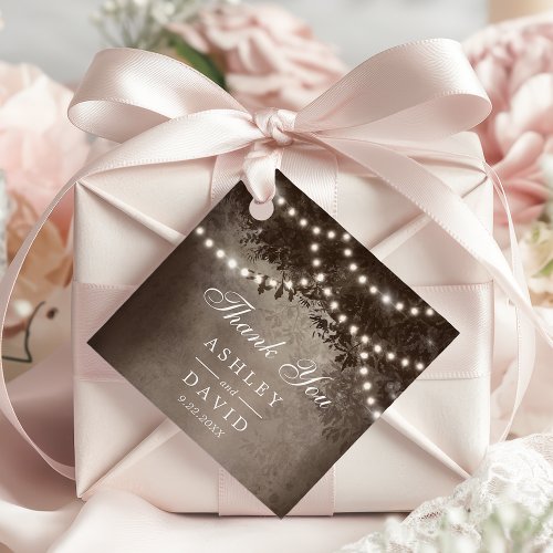 Wedding Favor Tags 9 Brown Rustic Tree Canopy Lights Woodland Wedding Favor Tags
