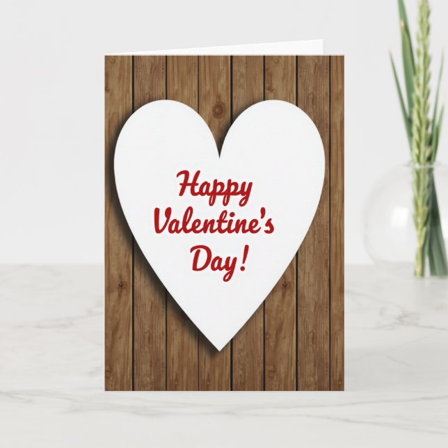 Brown Rustic Valentines Heart Card (Front)