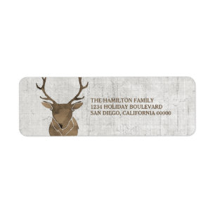 Brown Rustic Watercolor Deer Holiday Label