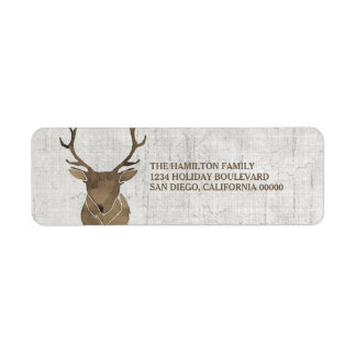 Brown Rustic Watercolor Deer Holiday Label