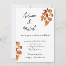 Brown Rustic Watercolour Autumn Flowers Wedding In