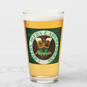 Brown Rustic Wood Cheers Beers Shenanigans Bottle Glass