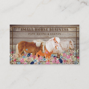 Brown Rustic Wood Ride Pony Floral Small Horse Business Card