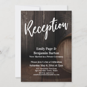 Brown Rustic Wooden Barrel Wedding Reception Invitation