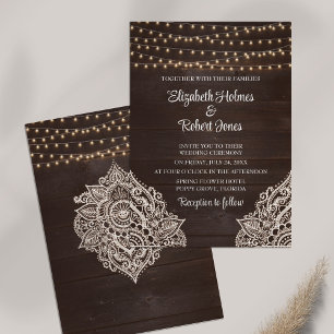Brown Rustic Wooden Wedding Invitation