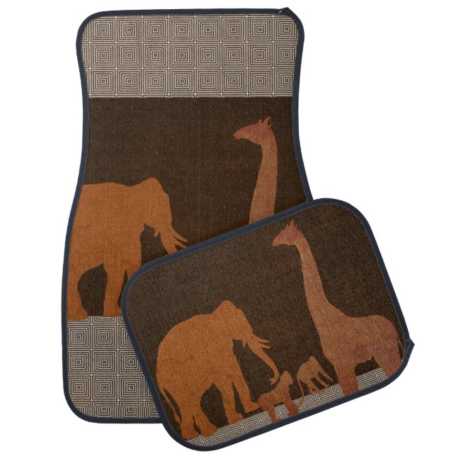 Brown Safari Jungle Zoo Animals Car Floor Mat (Set)