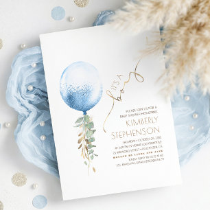 Brown Sage Green and Blue Boy Baby Shower Invitation