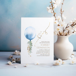 Brown Sage Green and Blue Boy Baby Shower Invitation