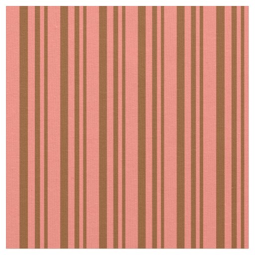 Brown & Salmon Striped/Lined Pattern Fabric