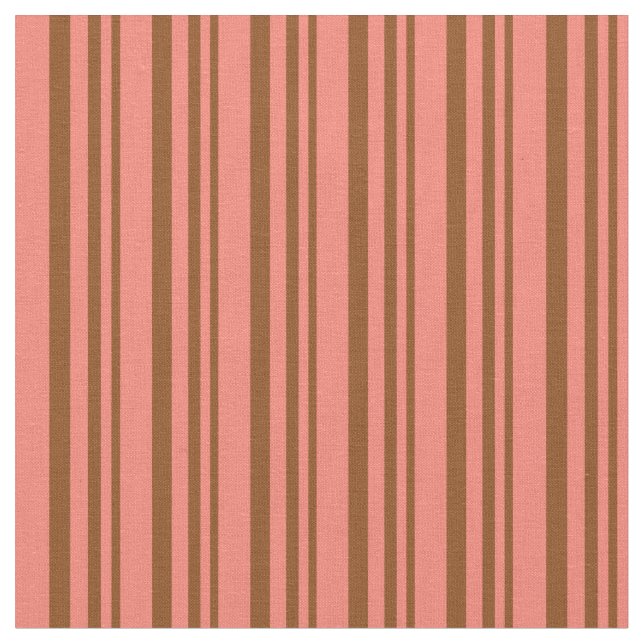 Brown & Salmon Striped/Lined Pattern Fabric (Close Up)