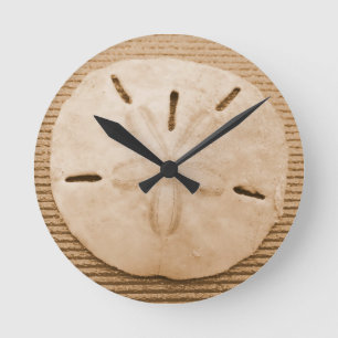 Brown Sand Dollar Round Clock