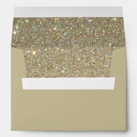 Brown Sand Envelope, Gold Glitter Lined Envelope