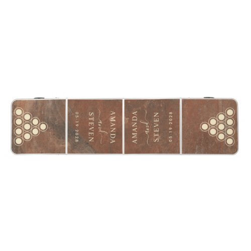Brown Sand Stone Couple Names with Date Beer Pong Table